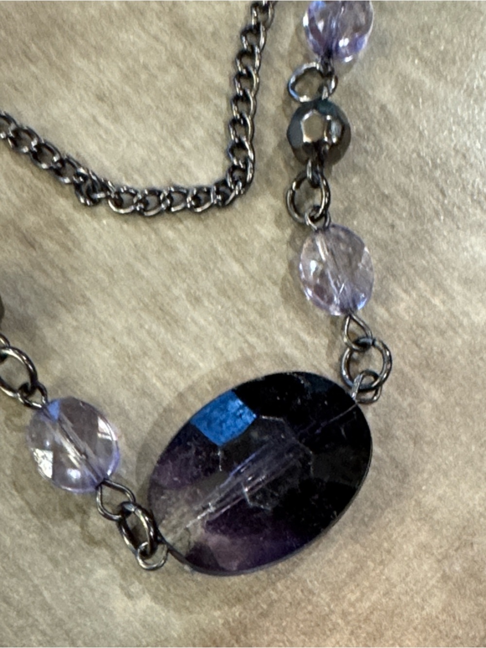 New York Co Women's multistrand Layered Purple Crystal Necklace - Picture 4 of 7